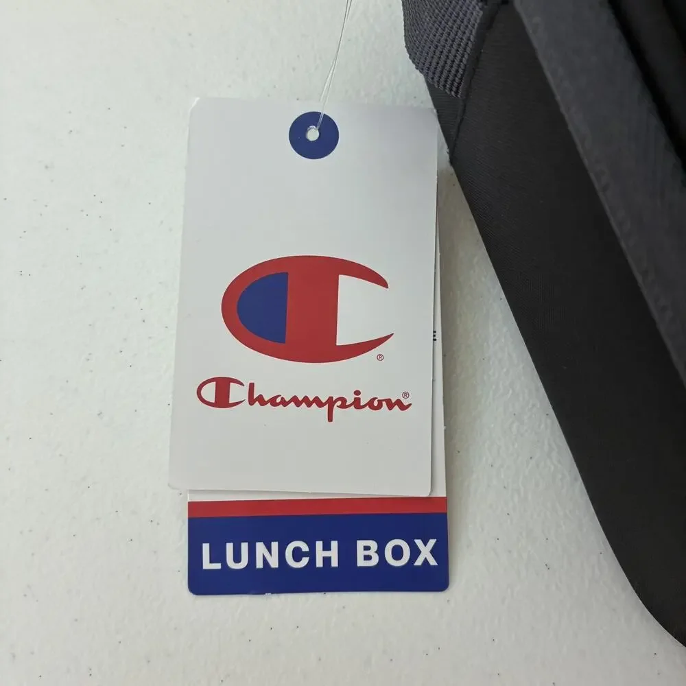 Champion NWT Black Lunch Box w/Pink Logo Built-In Hard Shell Tray